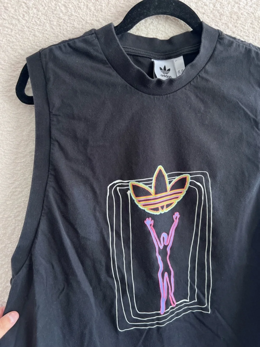 Adidas Unisex Love Unites Black Tank Top‎ 100% Cotton Size 2X